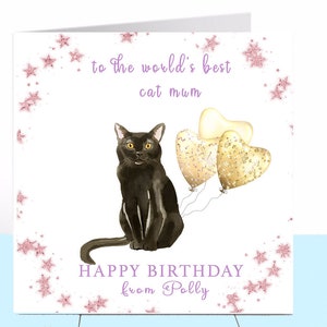 Bombay Cat Mum Birthday Card, Bombay Cat, Cat Lover, Cat Mummy, Mummy Card, Cat Mum, Grandma Card, Grandmother Card, Sister, Card for her