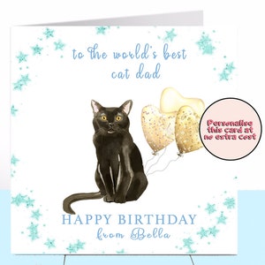 Carte d'anniversaire papa chat Bombay, chat Bombay, amoureux des chats, carte papa chat, carte papa, carte papa chat, carte grand-père, carte grand-père, chat noir