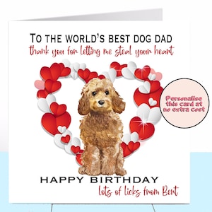Carte d'anniversaire cockapoo, cockapoo, carte d'anniversaire chien, carte d'anniversaire personnalisée, papa chien, maman chien, papa chien, maman chien, grand-mère chien