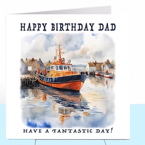 Verjaardagskaart matroos, vissen, zee, boot, verjaardagskaart voor hem, vader opa zoon kleinzoon neef echtgenoot vriend, verjaardag man