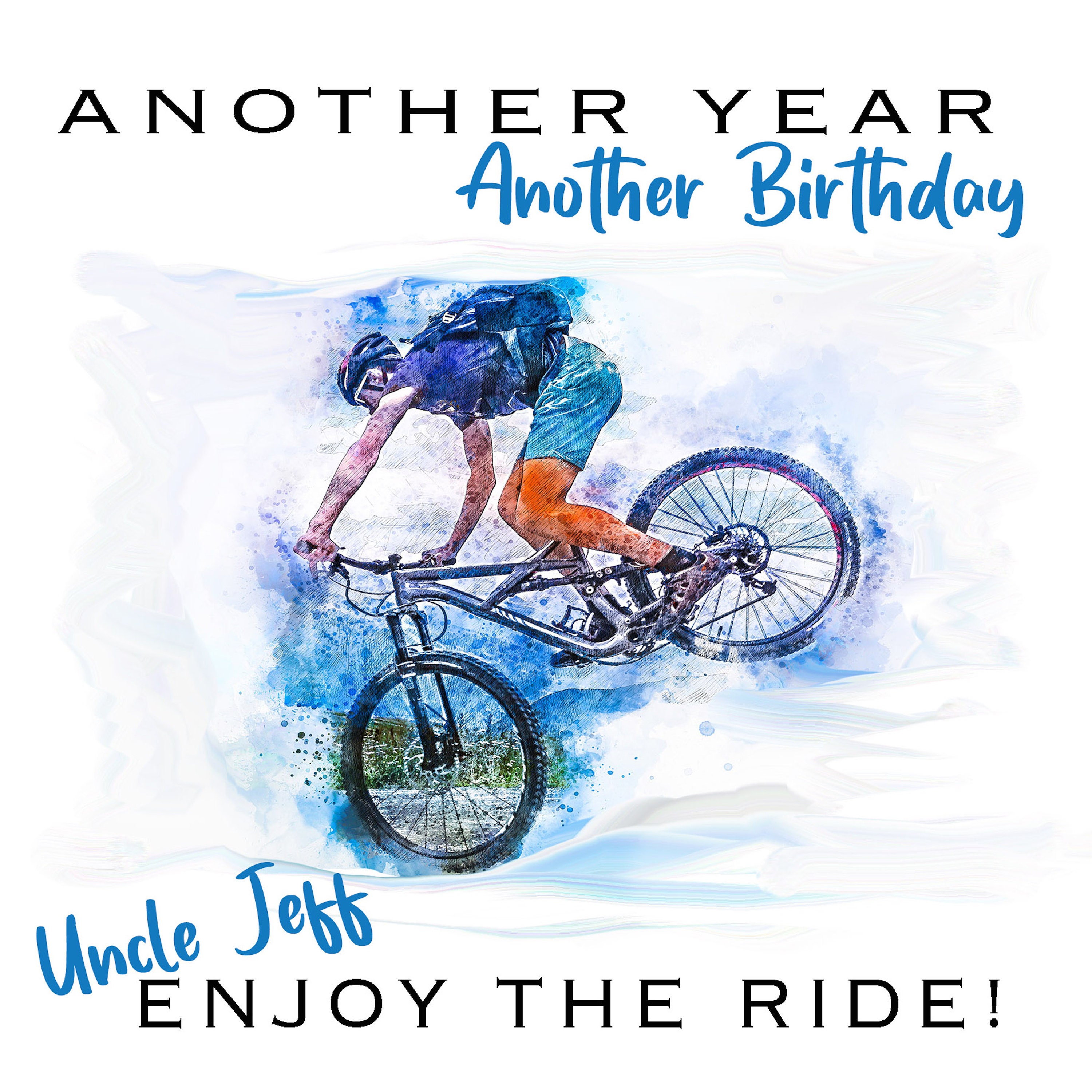 Mountain Biker Birthday Card Mountain Bike Dad Card Daddy Etsy