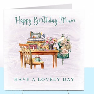 Coudre une carte d'anniversaire, Coudre, Machine à coudre, Couturière, Femme, Maman, Maman, Petite amie, Sœur, Fille, Grand-mère, Grand-mère, Grand-mère, Grand-mère