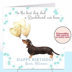 Carte d’anniversaire de papa de chien de teckel, teckel, carte d’anniversaire de chien, carte d’anniversaire personnalisée, papa de chien, amoureux de chien, carte du chien