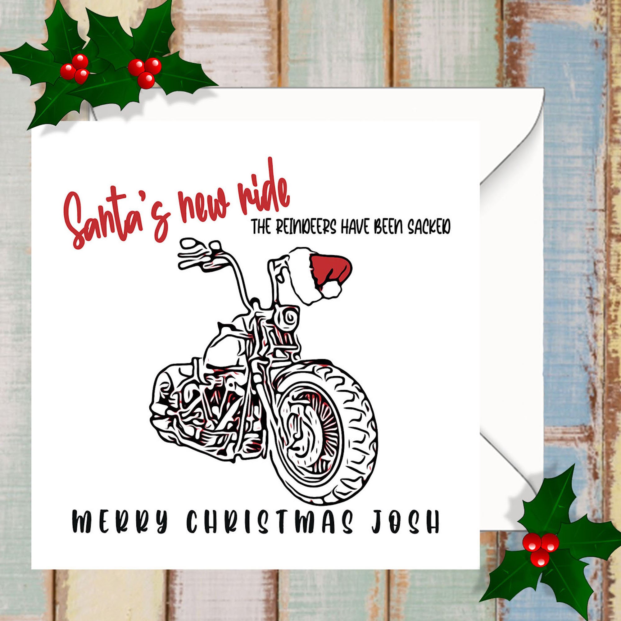 Personalised Harley Davidson Christmas Card Harley Davidson Etsy