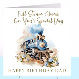 Carte d'anniversaire train à vapeur, idéale pour grand-père, père, mari, oncle, fils, frère, grand-père, ami, amoureux du train, etc. - Peut être personnalisée