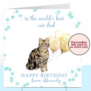 Carte d’anniversaire de papa chat tigré brun, chat tigré brun, amoureux des chats, papa chat, papa chat, carte papa chat, carte grand-père, carte grand-père, chat noir