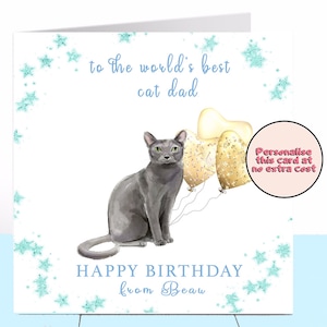 Carte d'anniversaire papa chat russe bleu, chat russe bleu, amoureux des chats, papa chat, papa chat, carte papa chat, carte grand-père, carte grand-père, chat noir