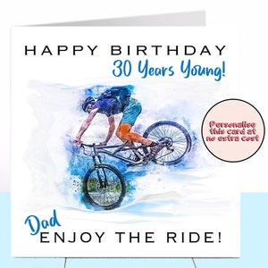 Carte d’anniversaire de vététiste, carte de grand-père, carte de papa, carte de mari, carte de vélo, carte de fils, carte d’oncle, 21e/30e/40e/50e anniversaire,