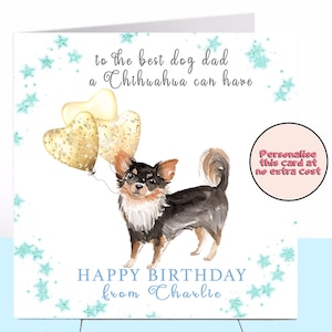 Carte d'anniversaire papa chien chihuahua, chihuahua, carte d'anniversaire chien, carte d'anniversaire personnalisée, papa chien, amoureux des chiens, carte du chien, grand-père