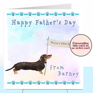 Dachshund Father's Day Card, Dachshund, Dog Father's Day Card, Personalised Father's Day Card, Dog Dad, Dog Lover Dog Daddy, Dog Grandfather