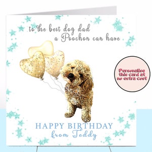 Poochon Dog Daddy Birthday Card, Poochon, Dog Birthday Card, Carte d’anniversaire personnalisée, Dog Dad, Dog Lover, Carte du chien, Fur baby