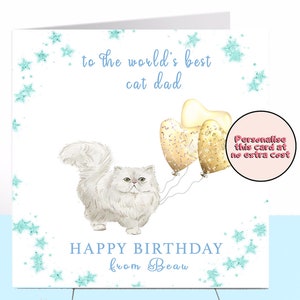Carte d’anniversaire de papa chat persan, persan, amoureux des chats, papa chat, papa chat, carte papa chat, carte grand-père, carte grand-père, chat noir