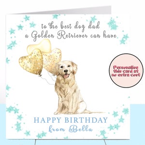 Golden Retriever Dog Daddy Birthday Card, Golden Retriever, Dog Birthday Card, Anniversaire personnalisé, Dog Dad, Dog Lover, Carte du chien