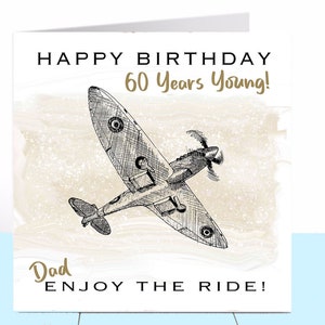 Carte d'anniversaire Spitfire - 50e / 60e / 70e anniversaire, WW2, avion, avion de chasse, carte grand-père, carte papa, carte mari, carte fils, oncle