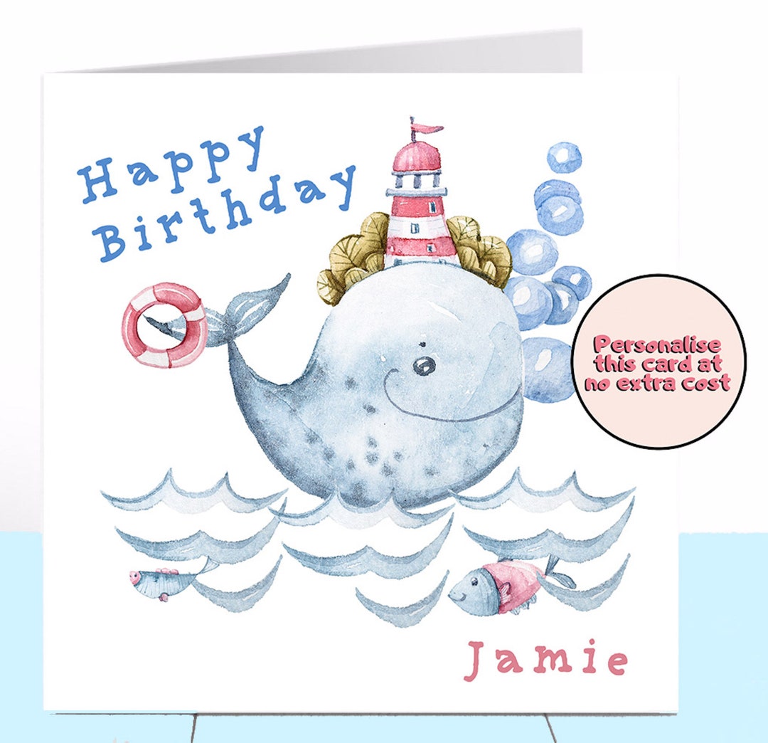 Children's Birthday Card Cute Whale Boy Birthday - Etsy