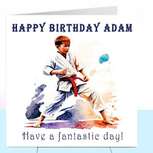 Carte d'anniversaire karaté, arts martiaux, fitness, taekwondo judo jiu jitsu fils petit-fils neveu mari petit ami, carte pour garçon, anniversaire homme