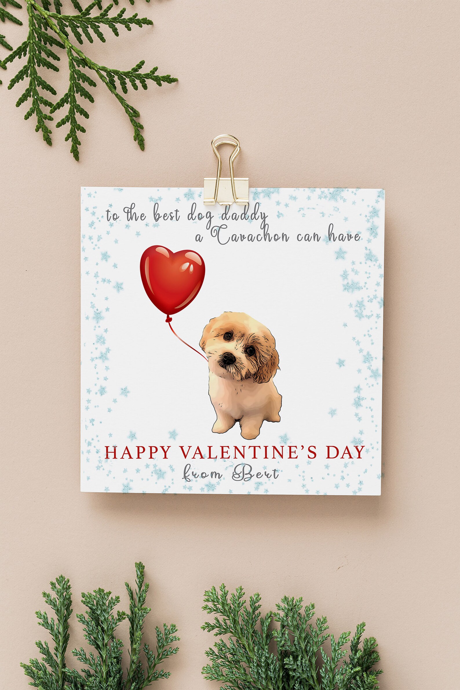Cavachon Hund Papa Valentinstag Karte Cavachon Hund Etsy