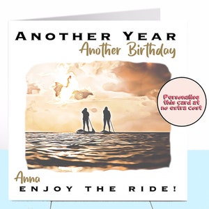 Carte d'anniversaire de paddleboarder, SUP, paddle, carte d'anniversaire de papa, carte d'anniversaire de fils, carte de frère, carte de fille, anniversaire de surf