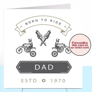 Motocross Enduro Dirt Bike Birthday Card ideal for Husband, Boyfriend, Dad, Grandad, Uncle, Friend, Motorbike lover, Bike, Personalised