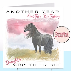 Carte d'anniversaire pour amoureux des chevaux, poney, cheval, cavalier, carte fille, carte maman, carte tante, carte ami, équidé, petite amie, femme, carte pour elle, maman
