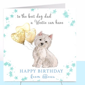 Carte d'anniversaire papa chien Westie, West Highland Terrier, carte d'anniversaire chien, anniversaire personnalisé, papa chien, amoureux des chiens, carte du chien