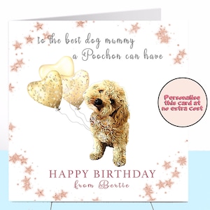 Carte d’anniversaire de maman de chien de Poochon, Poochon, carte d’anniversaire de chien, carte d’anniversaire personnalisée, maman de chien, amoureux de chien, maman de chien, maman de maman de chien, bébé de fourrure