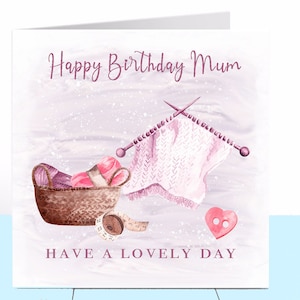 Carte d'anniversaire à tricoter, Tricot, Hobby, Artisanat, Couturière, femme, Maman, Maman, Petite amie, Sœur, Fille, Grand-mère, Grand-mère, Grand-mère, Grand-mère, Grand-mère