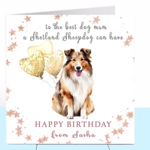 Carte d'anniversaire de maman chien de berger des Shetland, Sheltie, chien de berger, anniversaire de chien, carte d'anniversaire personnalisée, maman de chien, maman de chien, maman de chien, soeur