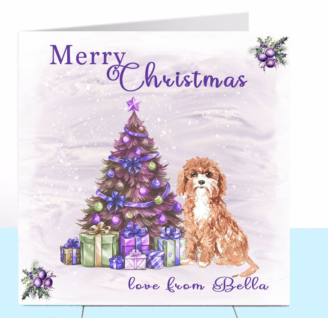 5 Cavapoo Christmas Cards, Dog Christmas Card, Personalised Christmas ...