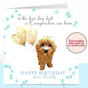 Carte d'anniversaire papa chien Cavapoochon, Cavapoochon, carte d'anniversaire chien, carte d'anniversaire personnalisée, papa chien, amoureux des chiens, carte du chien