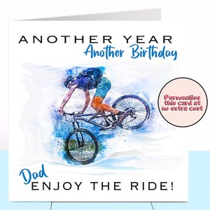 Carte d'anniversaire motard, VTT, carte papa, carte papa, carte grand-père, carte fils, carte frère carte vélo carte vélo course de côte