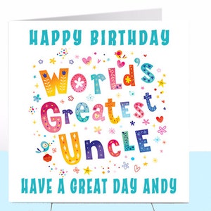 Carte d'anniversaire oncle, carte d'anniversaire pour lui, personnalisée, carte homme, cadeau oncle