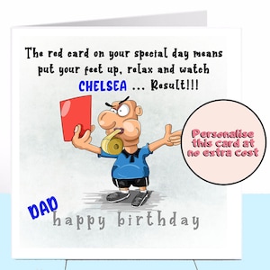 Carte d’anniversaire de football, personnalisée, Leicester, Chelsea, Liverpool FC, Everton, Manchester Utd, Manchester City, Arsenal, Tottenham, Wolves