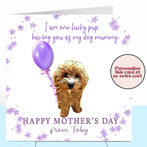 Cavapoochon Dog Mummy Mother's Day Card, Cavapoochon, Dog Card, Personalised Mother's Day Card, Dog Mum, Dog Lover, Dog Mama, Dog Mam, Mom