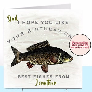 Carte d’anniversaire de pêcheur, carte de pêche, carte d’anniversaire de papa, carte de papa, anniversaire de mari, carte d’anniversaire personnalisée, carte de grand-père, poisson carpe