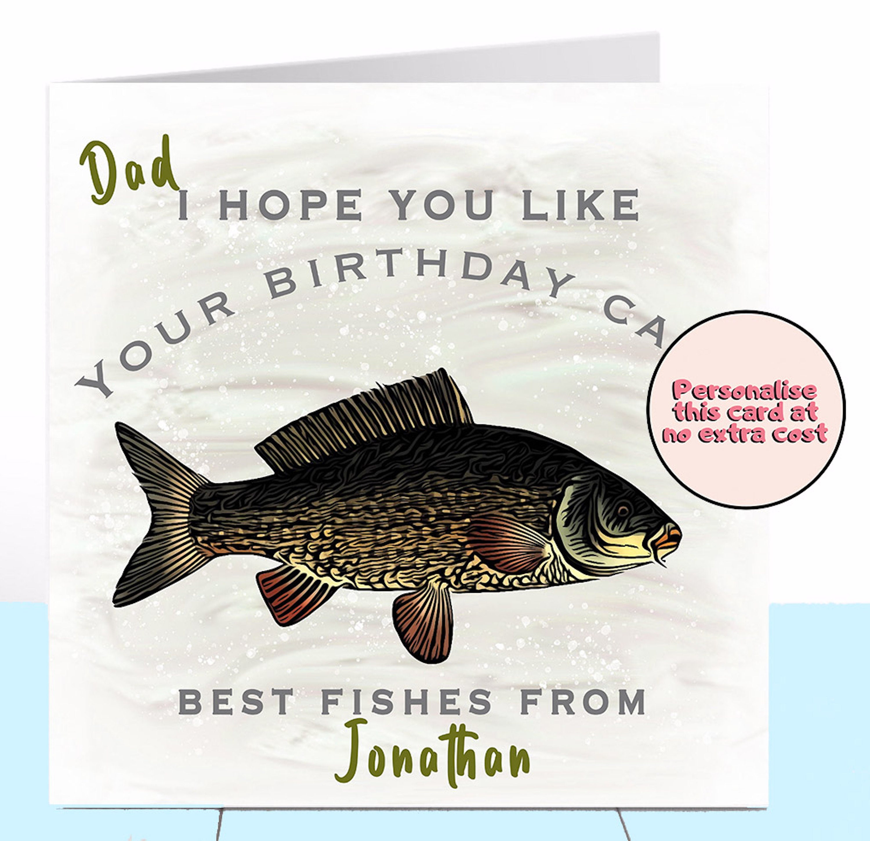 Fisherman Birthday Card, Fishing Card, Dad Birthday Card, Daddy Card,  Husband Birthday, Personalised Birthday Card, Grandad Card, Carp Fish 