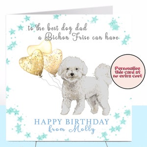 Bichon Frise Dog Daddy Birthday Card, Bichon Frise, Dog Birthday Card, Carte d’anniversaire personnalisée, Dog Dad, Dog Lover, Carte du chien