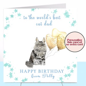 Carte d'anniversaire Maine Coon chat papa, Maine coon, amoureux des chats, papa chat, papa chat, carte papa chat, carte grand-père, carte grand-père, chat noir