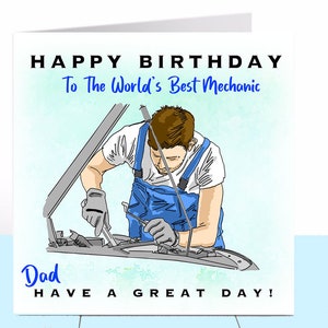 Carte d'anniversaire mécanicien, carte mécanicien automobile, carte papa, carte mari, carte fils, carte petit ami, ingénieur, voiture, camion, moto