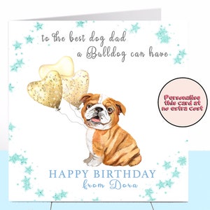 Bulldog Dog Daddy Birthday Card, English Bulldog, British Bulldog, Dog Birthday Card, Dog Dad, Dog Lover, Carte du chien, Fur baby