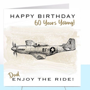 Carte d'anniversaire P-51 Mustang - 50e / 60e / 70e anniversaire, WW2, avion, avion de chasse, carte grand-père, carte papa, carte mari, fils, oncle