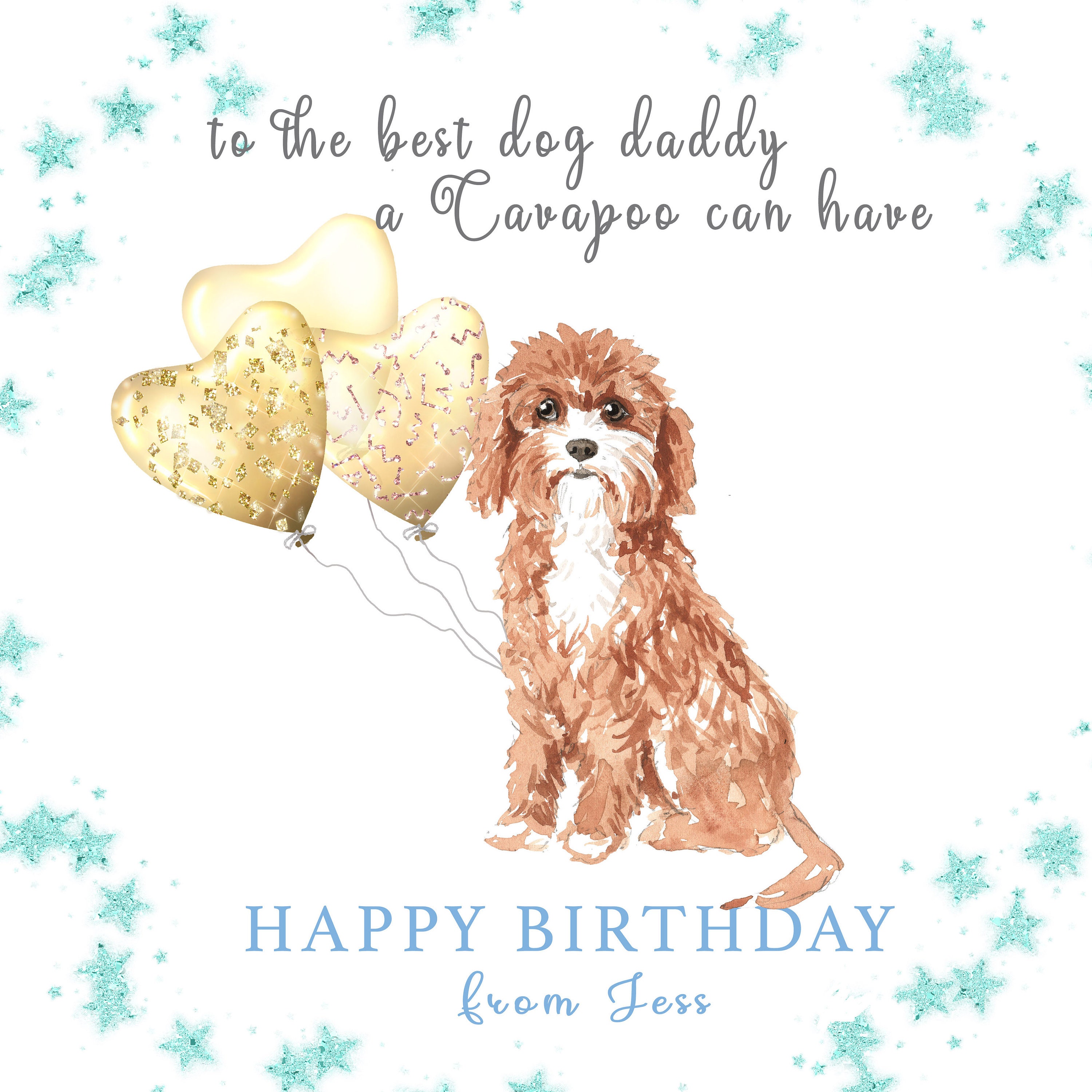 Cavapoo Dog Daddy Birthday Card Cavapoo Dog Birthday Card Etsy UK