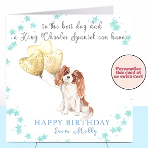 Carte d'anniversaire King Charles Spaniel chien papa, carte d'anniversaire chien, carte d'anniversaire papa, chien papa, anniversaire petit ami, carte d'amant de chien du chien