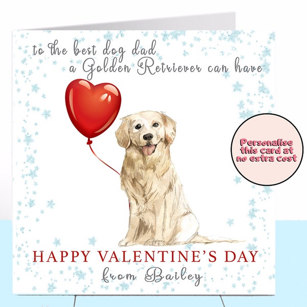 Golden Retriever Dog Daddy Valentines Day Card, Golden Retriever, Dog Valentine Card, Personalised Valentine Card, Dog Dad, Dog Lover