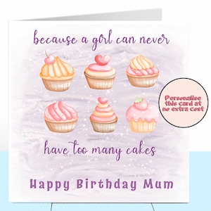 Gâteau carte d'anniversaire, petits gâteaux, épouse, maman, petite amie, soeur, fille, ami, peut être personnalisé, 18e, 21e, 30e, 40e, 50e, 60e