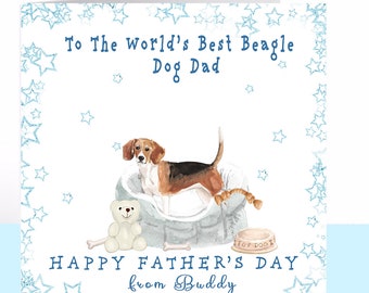 Beagle Father's Day Card, Beagle Dog Daddy Card, Father's Day Card, Dog Dad, Dog Lover, Dog Daddy, Dog Grandfather, Dog Grandad