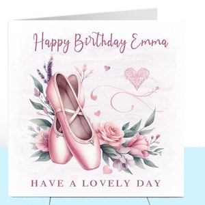 Carte d'anniversaire de ballet, ballerine, danseuse, aquarelle, fille, petite-fille, épouse, petite amie, maman, fille, carte pour fille, anniversaire de femme