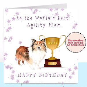 Shetland Sheepdog Agility Dog Verjaardagskaart, Sheltie, Hond Verjaardagskaart, Gepersonaliseerde Verjaardagskaart, Hond Moeder, Agility Handler, Hond Papa, Moeder