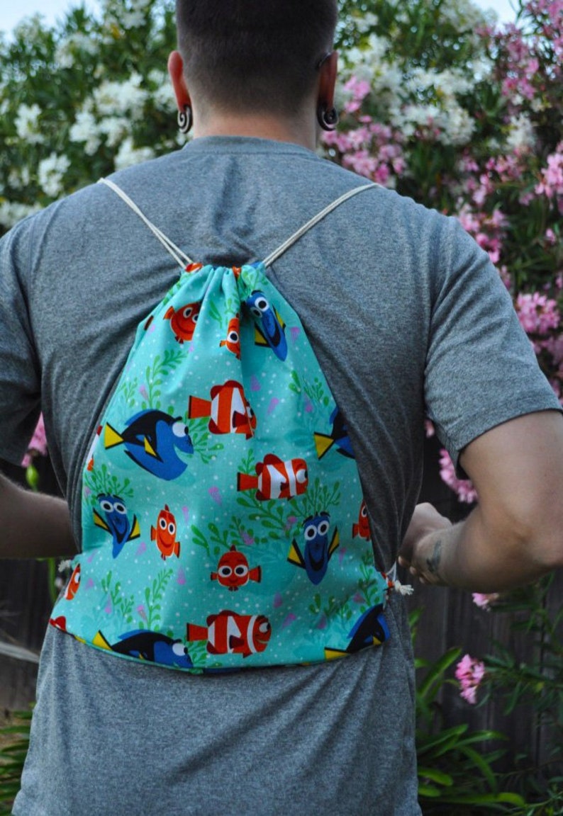 Finding Nemo Drawstring Backpack Women or Men \u2013 Finding Dory Rucksack Drawstring Bag for Travel Bag or Book Bag