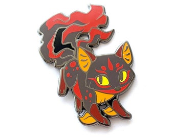 Dark Kitsune Fox Pin Set - Gold or Black Nickel plated Hard enamel pin set of eastern themed colorful kitsunes